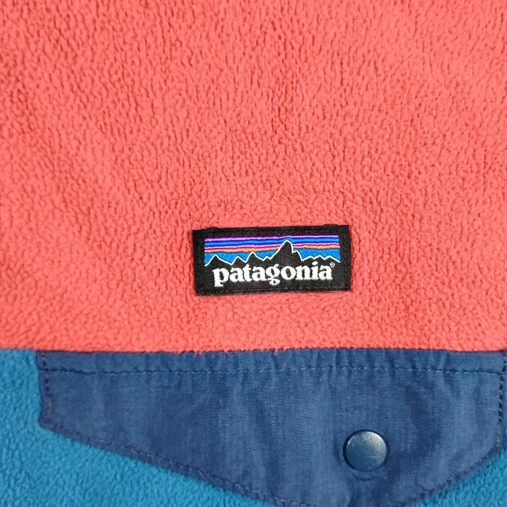 Patagonia Kids XL 14 Micro D Snap-T Full-Zip Fleece Hoody Coral Blue 65465 *Flaw